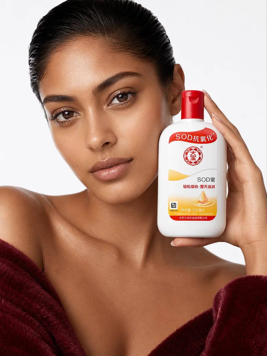 Model holding SOD Antioxidant Honey Lotion